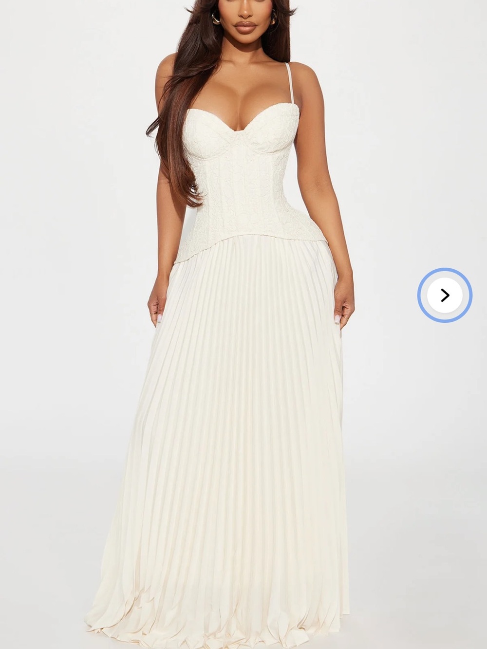 NWT XS Daniella Lace Corset Pleated Maxi Dress - Cream Fashion Nova - Picture 4 of 4